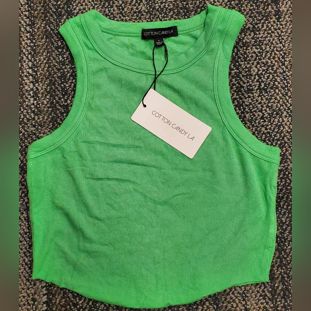 Cotton Candy Green Ribbed Tank Top